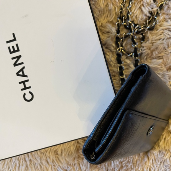 Chanel Black Leather Crossbody Wallet Purse Authentic - Picture 9 of 12